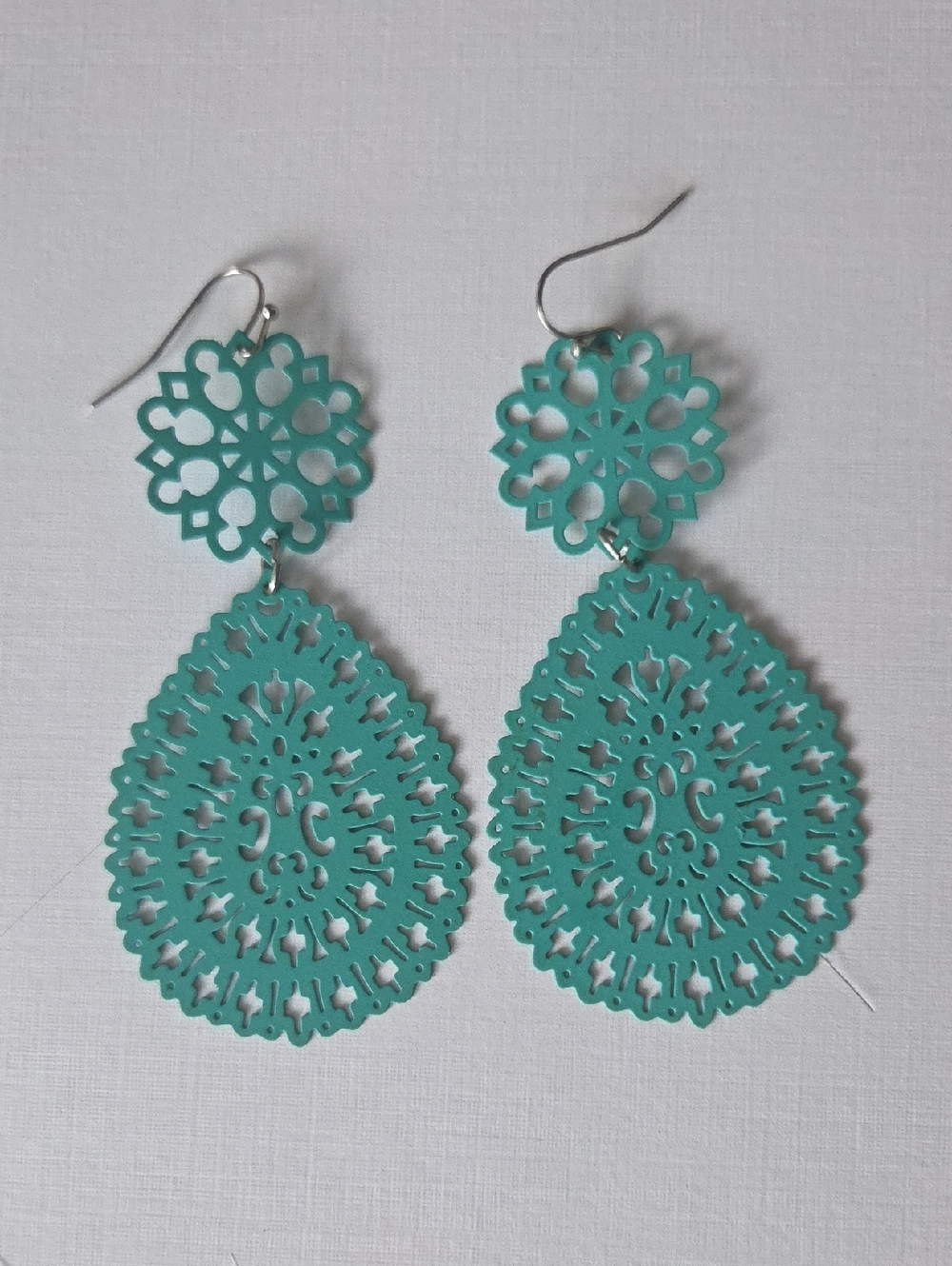 Turquoise Filigree Drop Earrings - Women Jewelry
